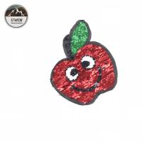 China Red / Golden Apple Sequin Embroidery Patches 16*19CM Size For Kids Clothes factory