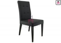 China Urban-Style Metal Frame Black Leatherette Padded Armless Dining Chair factory