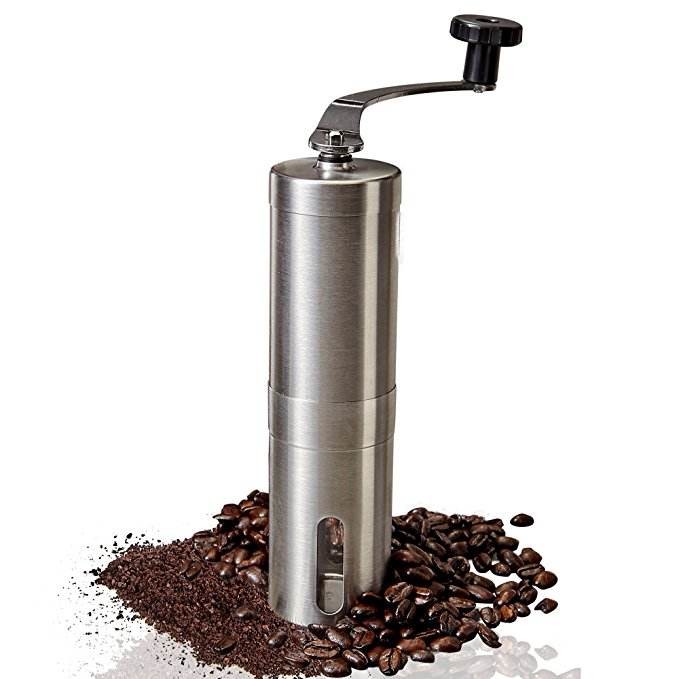 China Stainless Steel Coffee Mill Grinder Brushed Manual Coffee Grinder factory