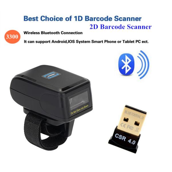Quality 1D 2D Mini Ring Barcode Scanner QR Code Portable Wearable YHD-3300DB for sale