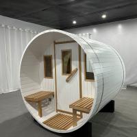 China White Garden Outdoor 4 Person Wood Barrel Sauna New Design factory