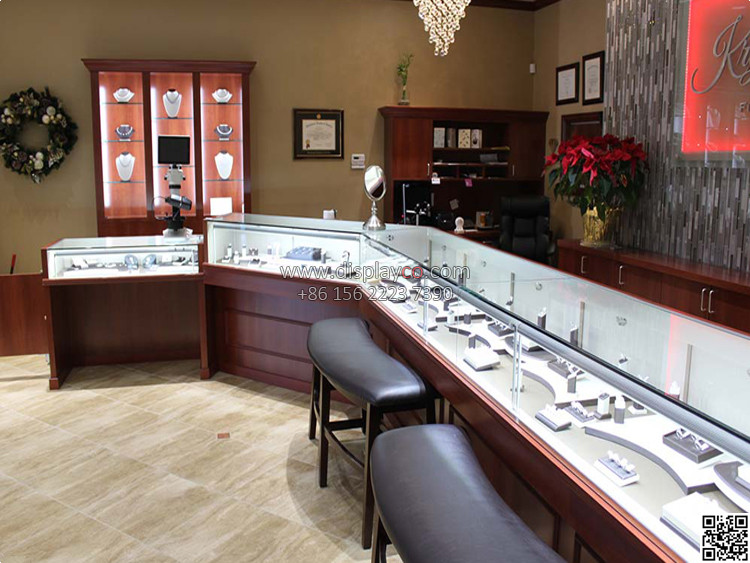 China Wonderful jewellery shop interior design jewelry display showcase MDF jewelry showcase factory