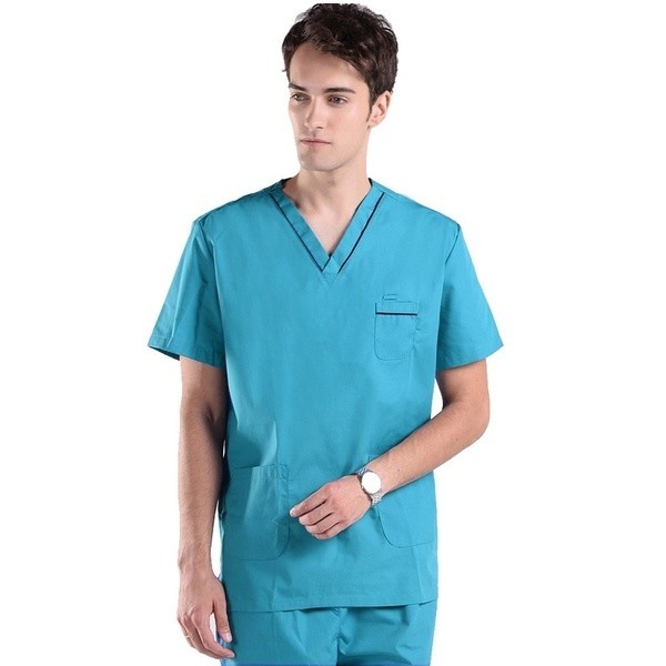 Quality factory custom hospital lab coat medical scrubs uniforms v neck rayon mix fabric for sale