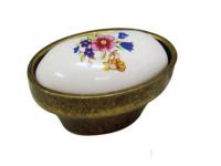China Kitchen Cupboard Door Knobs Ceramic Handles Antique Bronze Oval Porcelain Dresser Pulls factory