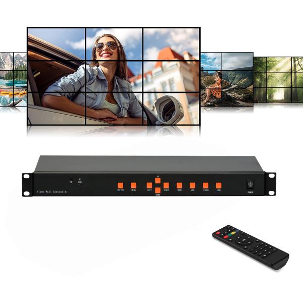 Quality RS232 9CH LCD Video Wall Controller 3x3 2x4 4x2 HDMI DVI VGA USB For 9 TV Splicing for sale