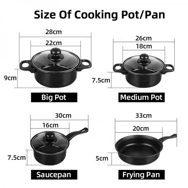 Quality Kitchen 13 Piece Non Stick Cast Iron Cookware Set Black Pot And Pans for sale