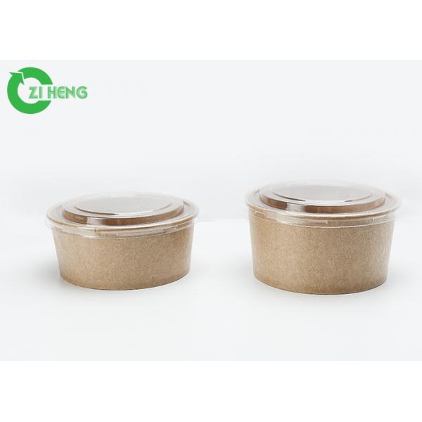 Quality Food Grade Disposable Kraft Paper 50oz Round Salad Bowls With PP Flat White Lid for sale