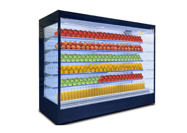 China Fruit Display Rack Wall Mounted Refrigerator With Night Curtain factory