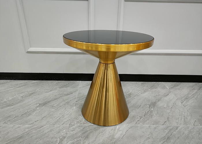 China 40cm Modern Glass Surface Gilded Stainless Steel Coffee Table Luxury Frame factory