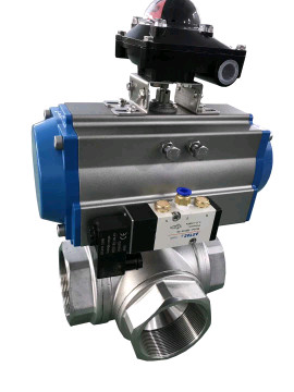 Quality 3 Ways Sanitary Pneumatic Ball Valve With Double Acting Actuator for sale