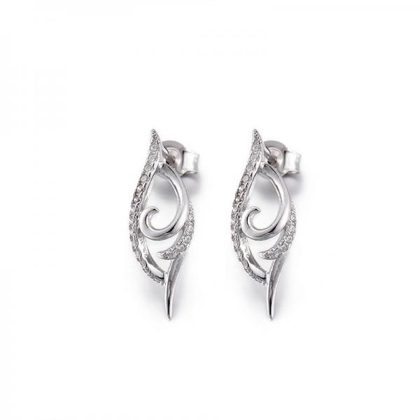 Quality Semilune 925 Silver CZ Earrings 1.95g Silver Drop Earrings For Women for sale