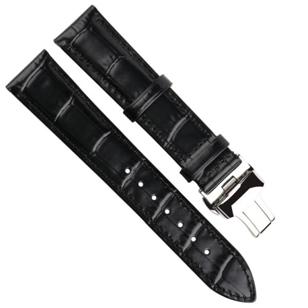 Quality CE Passed Leather Watch Strap Bands , 20mm Watch Strap With Butterfly Buckle for sale