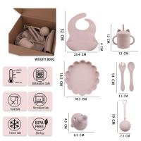 China Custom box package for kids toddler Silicone Tableware Set With Cup Plate Bowl Spoon Fork Bib factory