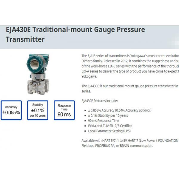 Quality EJA430E Traditional Mount Differential Pressure Transmitter From Japan Original for sale
