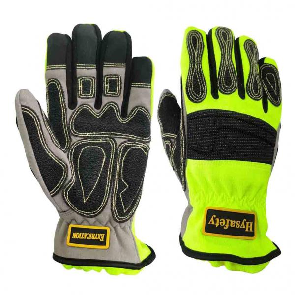 Quality Abrasion Resistant Size 9 Rescue Extrication Gloves High Visible Green for sale
