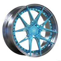 China For VW T5 2 PC Forged Center Brushed Blue Wheels 21inch Polished Alloy Car Rims factory