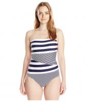 China Women's XL football striped one-piece swimsuit factory