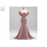 China Multi Color Long Tail Gown , Mermaid Ball Gown Deep V Neck Bandage Ruffle Sleeve factory
