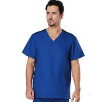 Quality Strech Solid Color Hospital Scrub Suit Blue Medical Custom Logo for sale