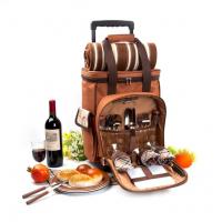 China Pull rod Picnic Bag with 4 wheels Cooler Compartment, Wine Holder, Waterproof Picnic Blanket wholesale for sale