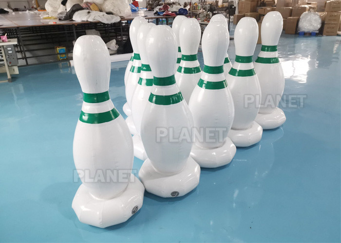 China 1.2m PVC Tarpaulins White Inflatable Human Bowling Pins For Sports Games factory