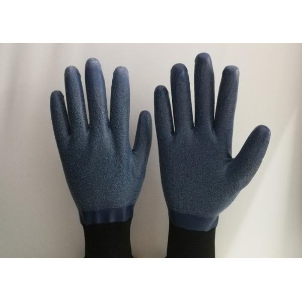 Quality Anti Slip Granule Black Latex Gloves , Latex Dipped Work Gloves Comfortable Hand for sale