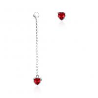 Quality 0.58m 3.3g Sterling Silver Heart Earrings Zircon Long Drop Chain Earrings ODM for sale