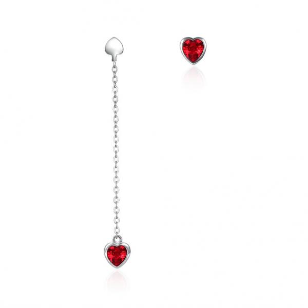 Quality 0.58m 3.3g Sterling Silver Heart Earrings Zircon Long Drop Chain Earrings ODM for sale