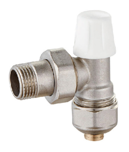 Quality Angled Radiator Return Valve 16mmx1/2'' For PEX Pipe Nickel Plated for sale