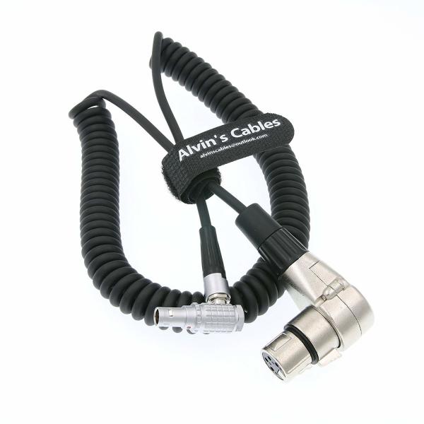 Quality Coiled Twist Camera Power Cable Monitor Power Cable XLR 4 Pin Female To Right Angle 0B 2 Pin Male for sale