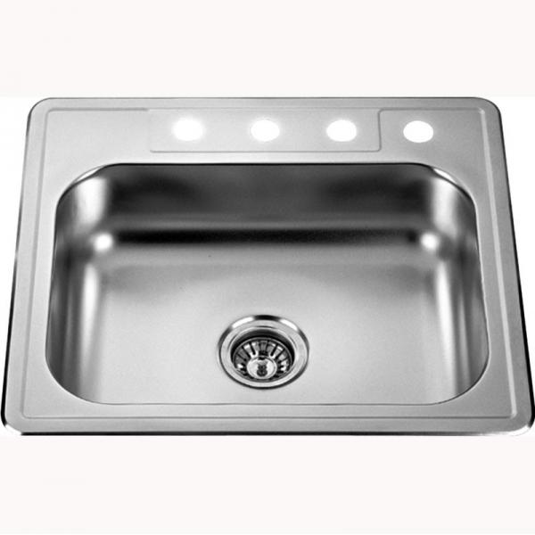 Quality 20 Gauge SS Single Bowl Stainless Steel Kitchen Sink 4 Tap Hole 25x22 Inch for sale