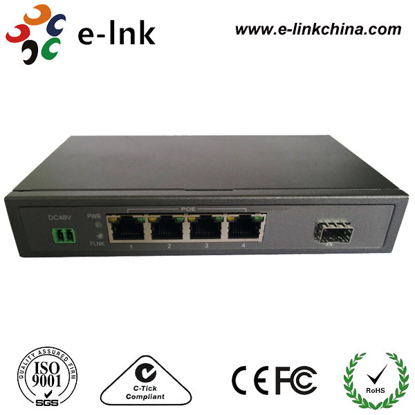 China 10 / 100Mbps Fiber To Copper Ethernet POE Switch , 4 Port POE Network Switch factory