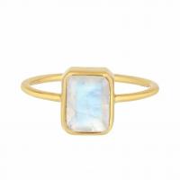 China Unique Solid 925 Sterling Silver 18K Gold Plated Ring Large Moonstone Ring Fine Design Factory Jewelry factory