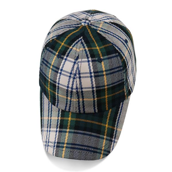 Quality Fashion Checked Six Panel Plaid Baseball Hat / Unisex Baseball Caps With Custom Buckle for sale