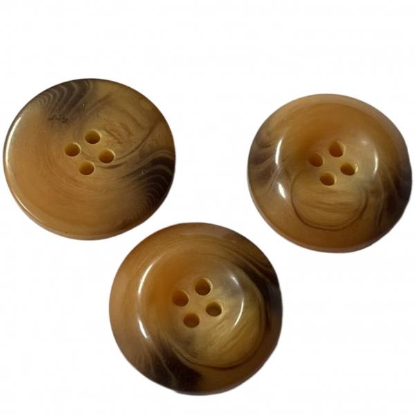 Quality 19mm Four Holes Plastic Coat Buttons Horn Effect Round Brown Plastic Buttons for sale