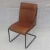 China Defaico Furniture Vintage Tan Leather Dining Chair With Iron Leg factory