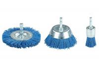 China 75 MM OD Mounted Blue Nylon Cup Brush , Abrasive Cup Brush For Remove Paints factory