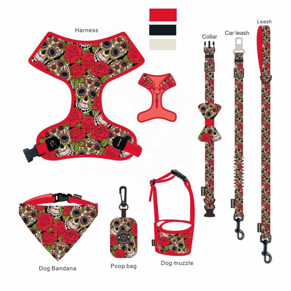 Quality Sublimation Patterns Multicolor Dog Harness Bandana Sets With Metal Hook for sale