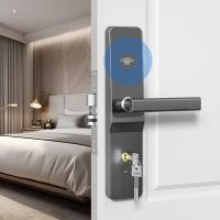 Quality RFID Card Hotel Smart Door Lock Digital Semiauto Handle Door Lock Baking Vanish for sale