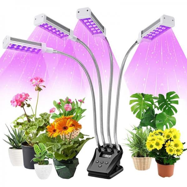 Quality Aluminum 4head Clamp On Led Grow Light Fixture 96W  With LCD Screen for sale