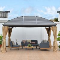 Quality 4mm Metal Roof Gazebo Aluminum Frame Galvanized Steel Double Roof With Curtains for sale