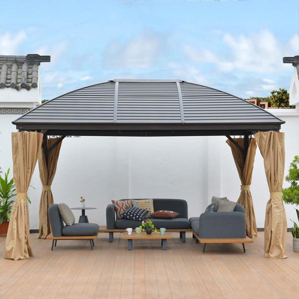 Quality Gazebo With Mosquito Netting   Polycarbonate Double-Roof Canopy Metal Roof Gazebo for sale
