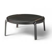 China Premium Interior Coffee Side Table With Marble Top Curved Walnut Frame Legs factory