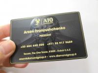 China Brass Material Matte Black Metal Business Cards With Laser Engrave Gold Logo factory