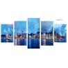 China Modern 5 Panel Canvas Wall Art City Sunset Seascape Painting Picture Artwork factory