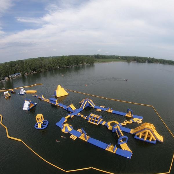 Quality Outdoor Inflatable Water Park 50m*34m Maximum 120 People Capacity for sale