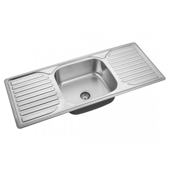 Quality 120x50cm Commercial Single Bowl Sink With 2 Drainboard for sale