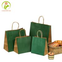 Quality SGS CMYK Foldable Food Paper Bag 350g Brown Kraft Paper Bag for sale