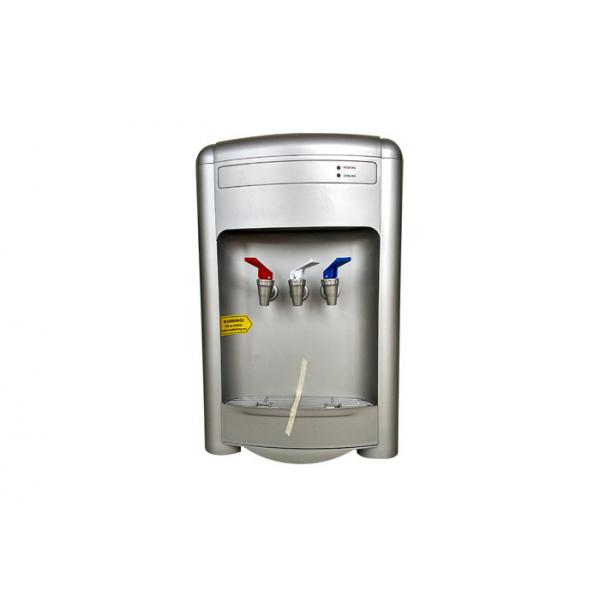 Quality Three Taps Countertop Water Cooler Dispenser Machine Silver Painting Color With External Heating Tank for sale