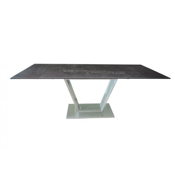 Quality Stainless Extension Dining Room Table Tempered Glass Ceramic Top 2.1 Meter for sale